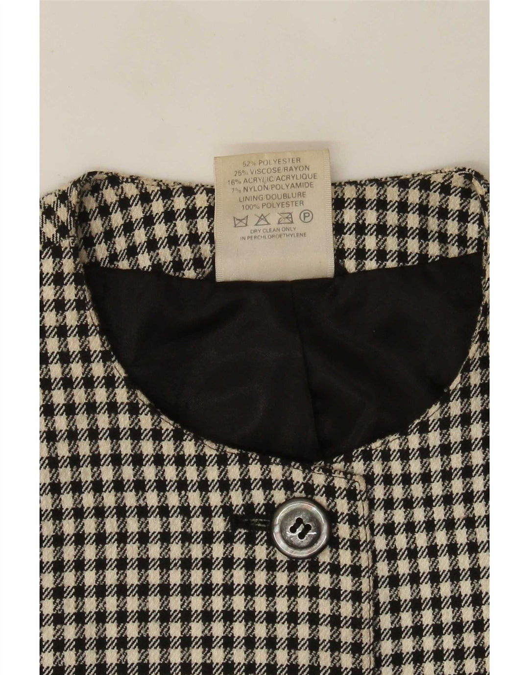 ALEXON Dame Loose Fit Overfrakke UK 12 Medium Black Houndstooth Polyester