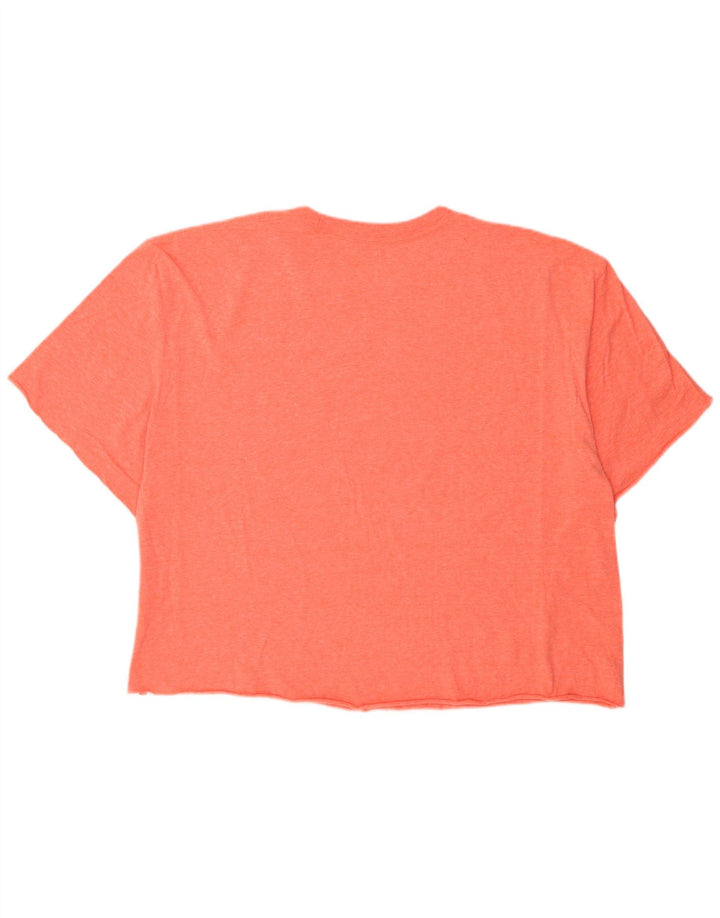 CHAMPION Dame Crop Grafisk T-Shirt Top UK 20 2XL Orange Flecked