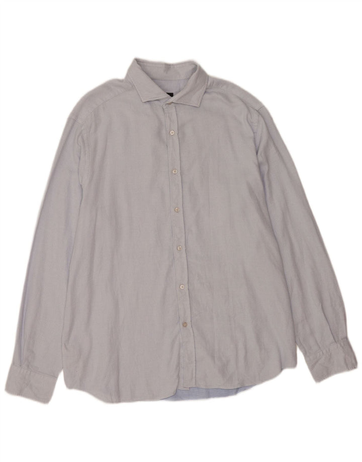 Massimo Dutti Herreskjorte 2XL Blå Plettet Bomuld