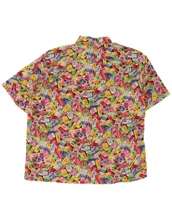 VINTAGE Mens Abstract Pattern Short Sleeve Shirt 2XL Multicoloured