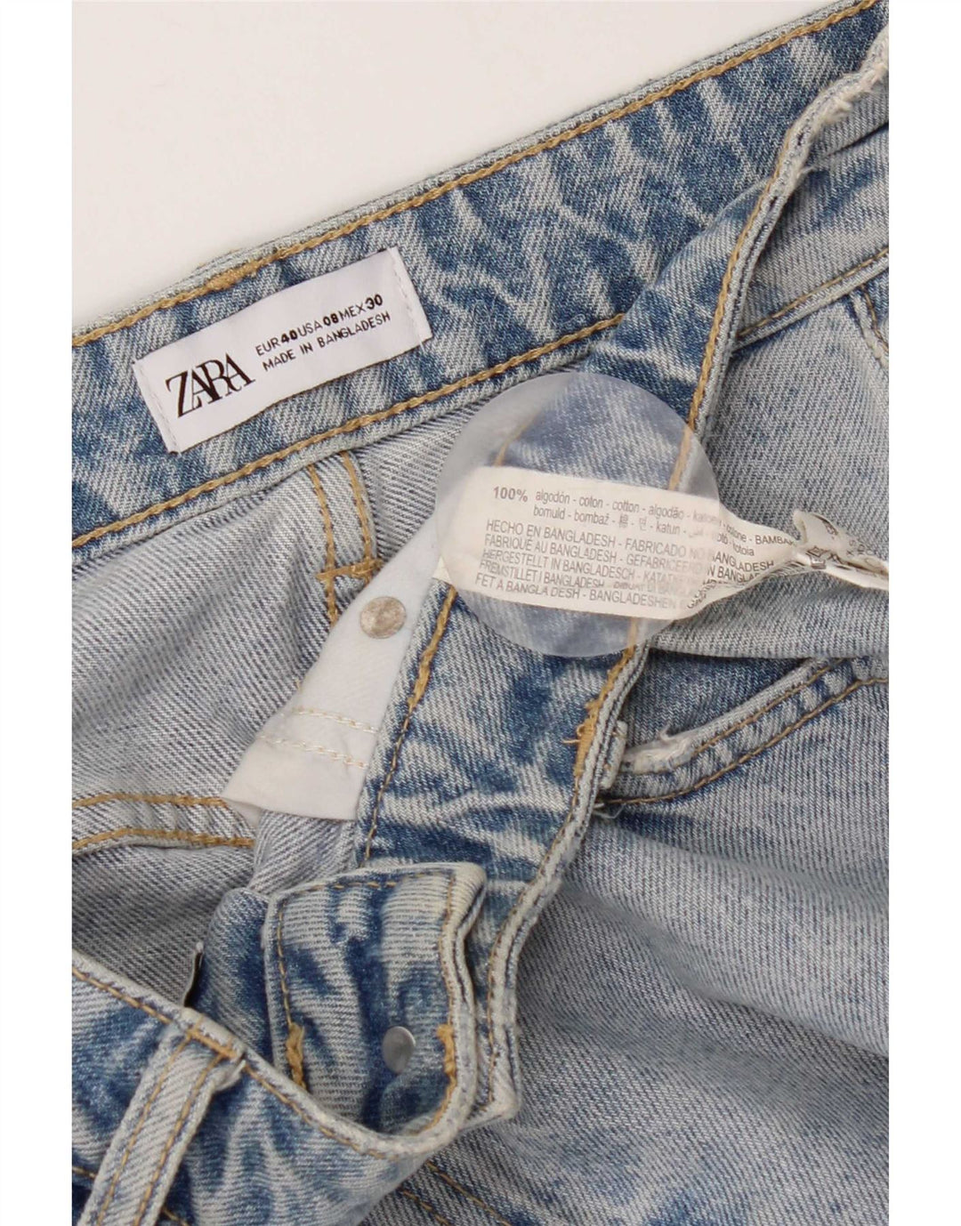 Zara Dame Distressed Tapered Jeans EU 40 Medium W30 L27 Blå Bomuld