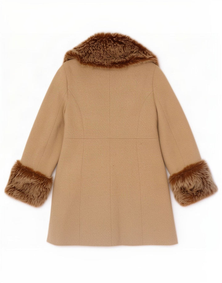 Topshop Dame Overfrakke UK 12 Medium Beige Colourblock Polyester