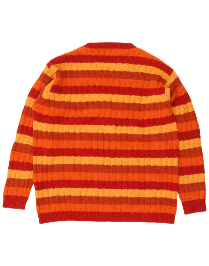 Vintage Herre Crew Neck Jumper Sweater størrelse 52 Stor flerfarvet stribet