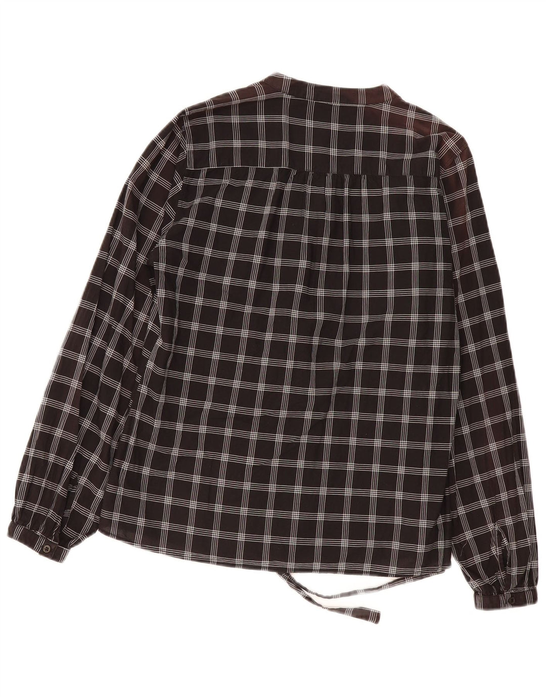 Gant Dame Flæse Front Langærmet Bluse Top UK 16 Stor sort ternet