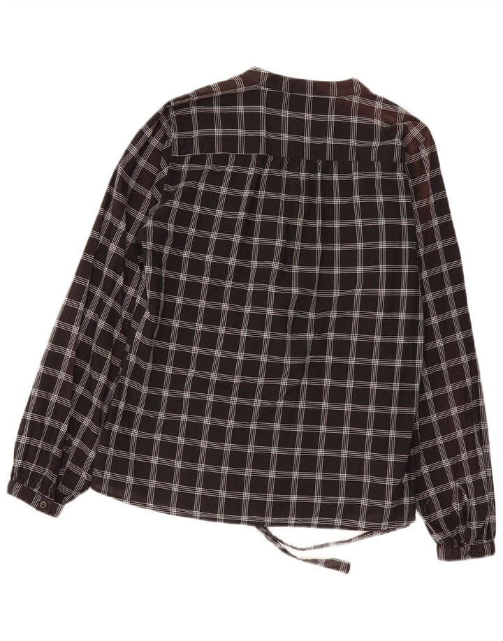 Gant Dame Flæse Front Langærmet Bluse Top UK 16 Stor sort ternet