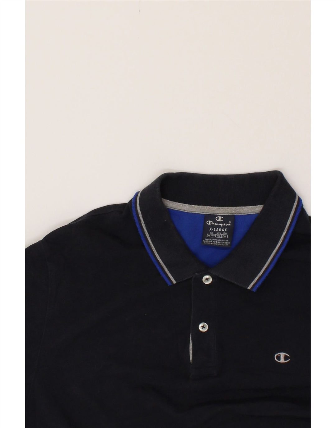 CHAMPION Mens Polo Shirt XL Navy Blue Cotton Vintage Champion and Second-Hand Champion from Messina Hembry 