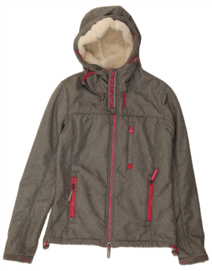 SUPERDRY Womens The Windtrekker Graphic Windbreaker Jacket UK 6 XS Grå