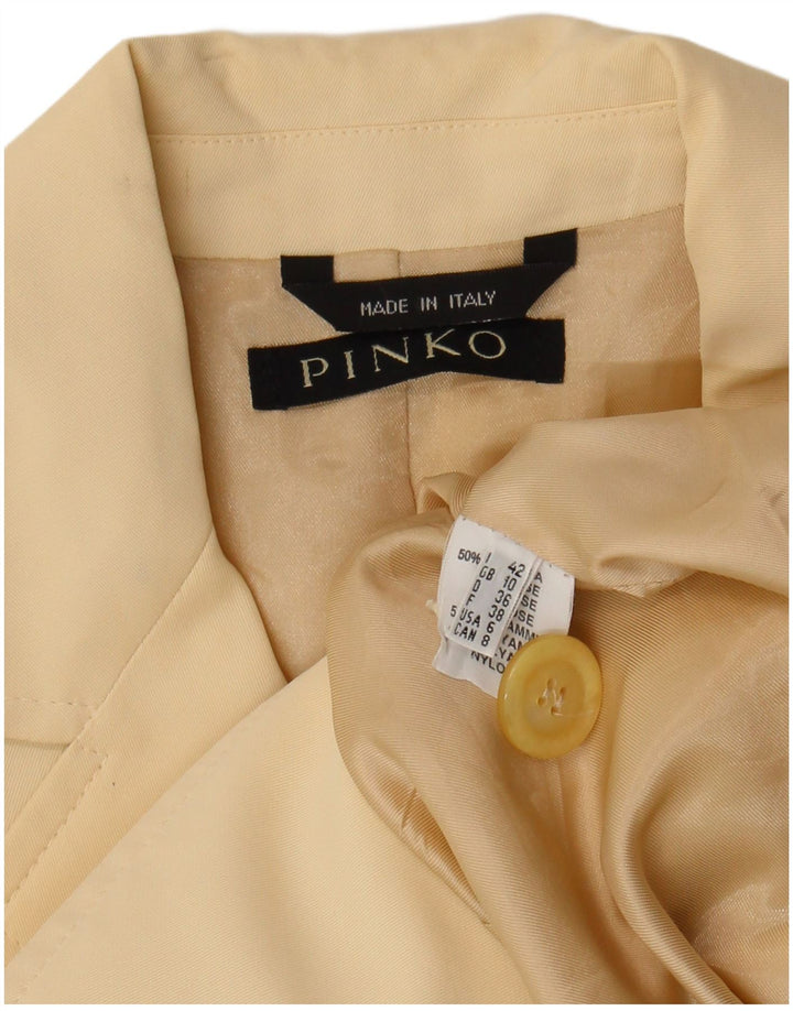 Pinko Dame 4 Button Blazer Jacket UK 10 Small Beige Viscose
