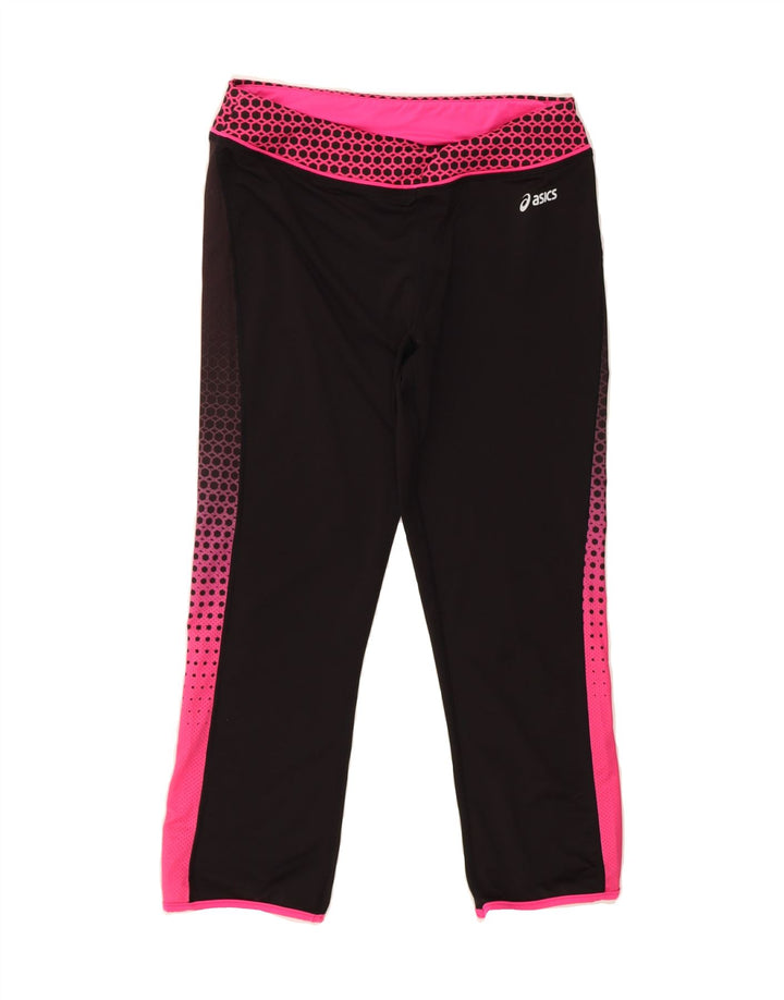 ASICS Womens Leggings UK 12 Medium Black Colourblock Polyester Vintage Asics and Second-Hand Asics from Messina Hembry 