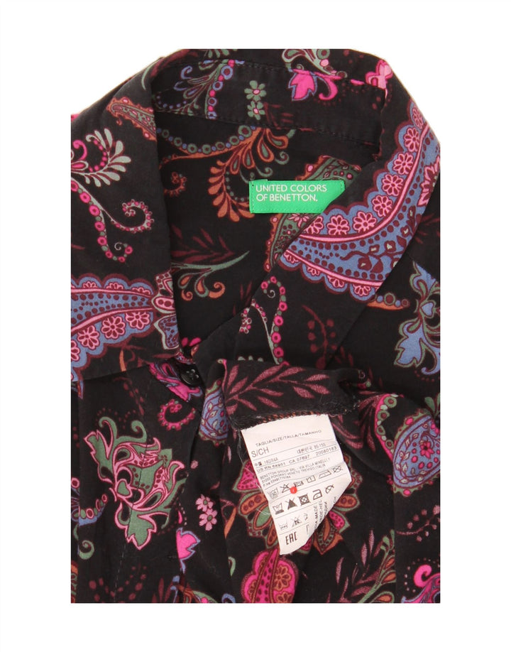 BENETTON Dameskjorte UK 10 Small Black Paisley Modal