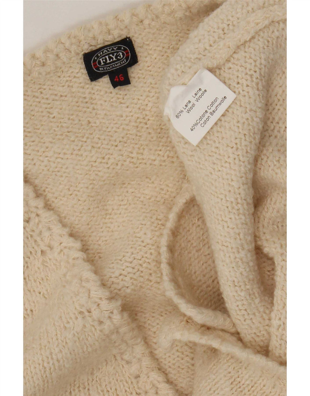 Fly 3 Dame Oversized Cardigan Sweater IT 46 Stor Beige Uld