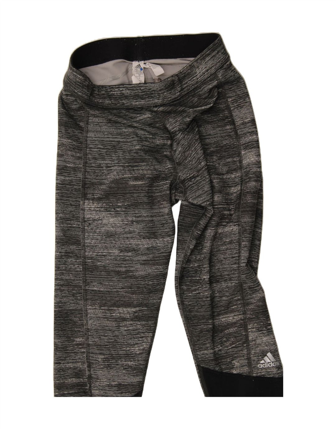 ADIDAS Womens Capri Leggings UK 8/10 Small  Grey Pinstripe Polyester Vintage Adidas and Second-Hand Adidas from Messina Hembry 