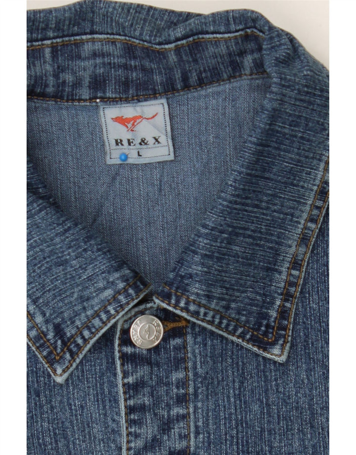 RE & X Mens Denim Jacket UK 40 Large Blue Cotton Vintage Re & X and Second-Hand Re & X from Messina Hembry 