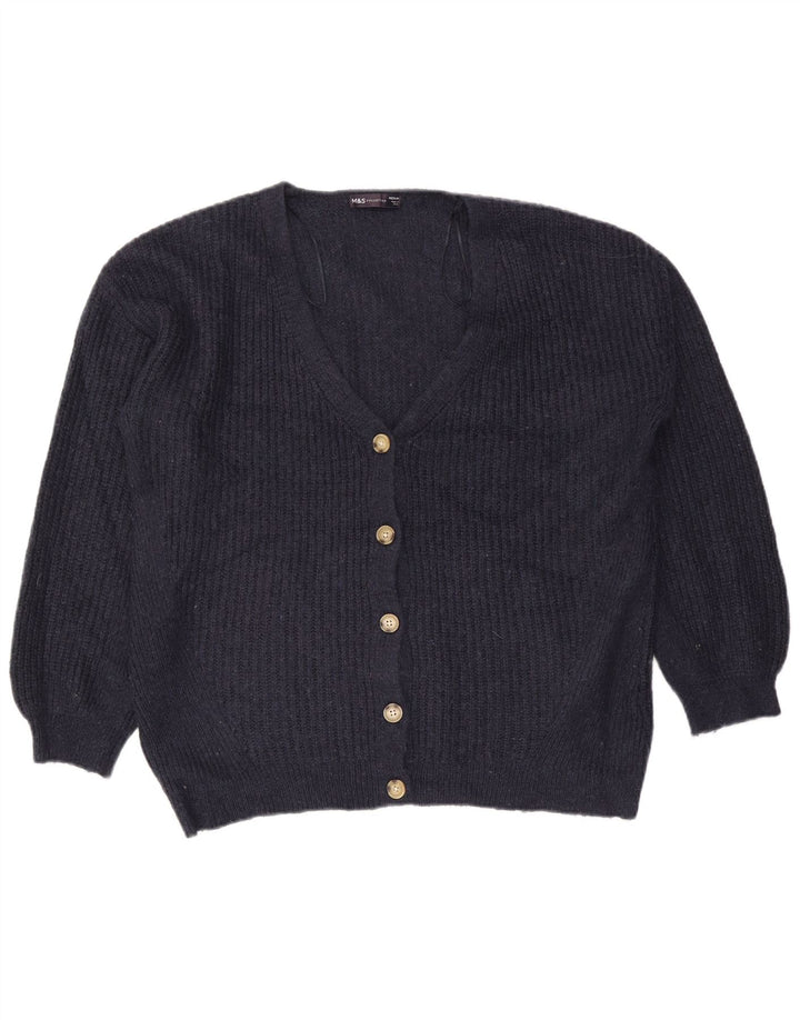 Marks & Spencer Dame Cardigan Sweater UK 14 Medium Navy Blue Akryl