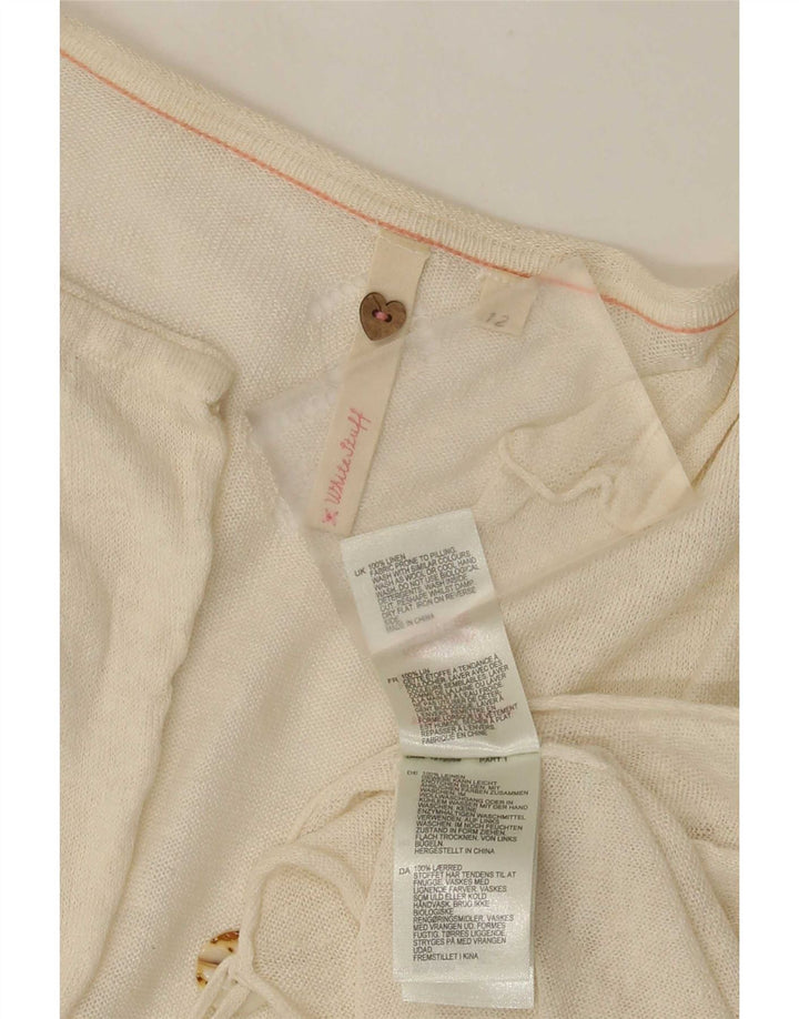White Stuff Dame Cardigan Sweater UK 12 Medium Off Linnen