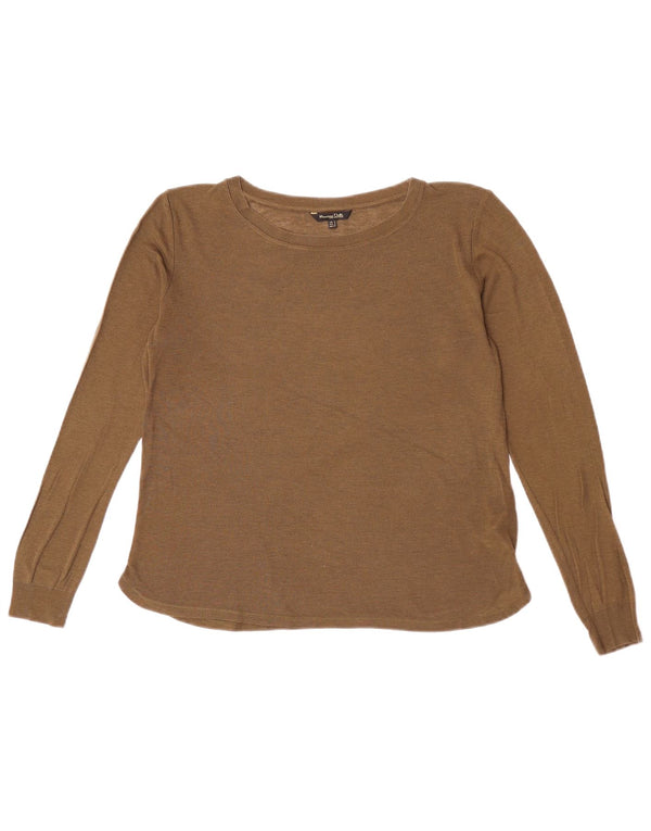 Massimo Dutti Dame Boat Neck Jumper Sweater UK 14 Medium Khaki Lyocell