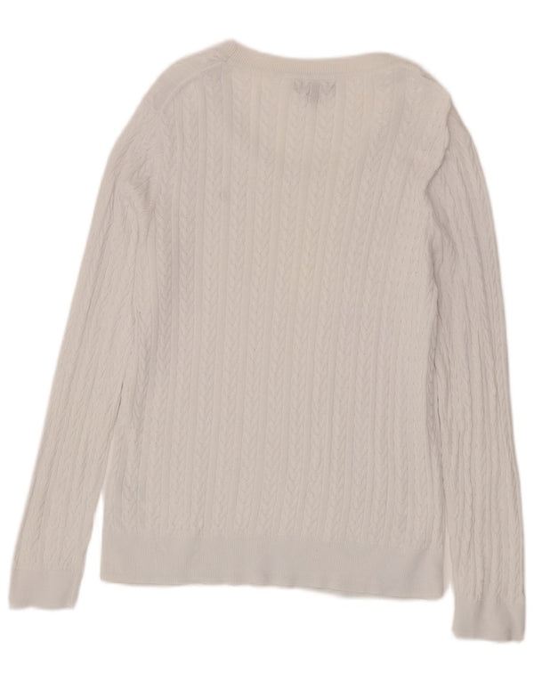 Tommy Hilfiger Dame Boat Neck Jumper Sweater UK 18 XL Hvid Bomuld
