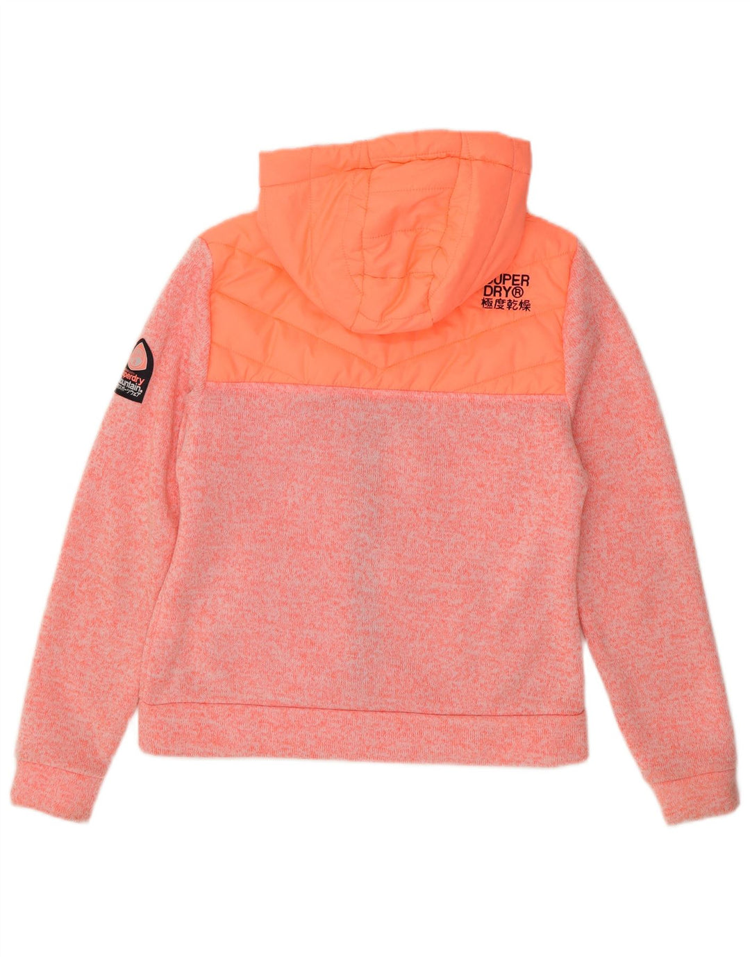 Superdry Sweater med lynlås til kvinder UK 14 Large Pink Colourblock Polyester