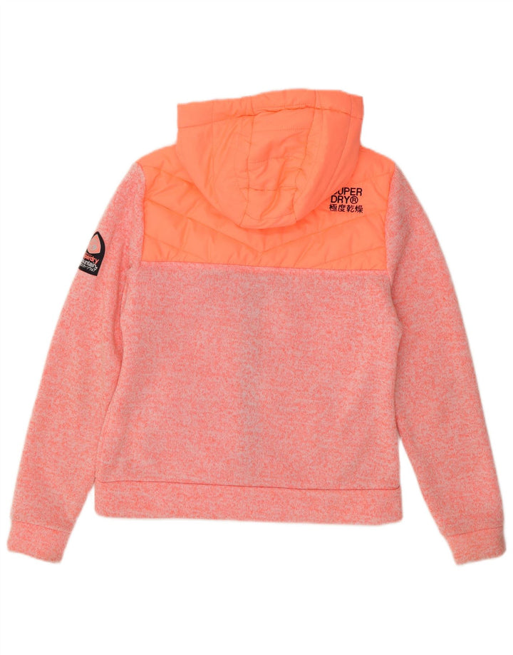 Superdry Sweater med lynlås til kvinder UK 14 Large Pink Colourblock Polyester