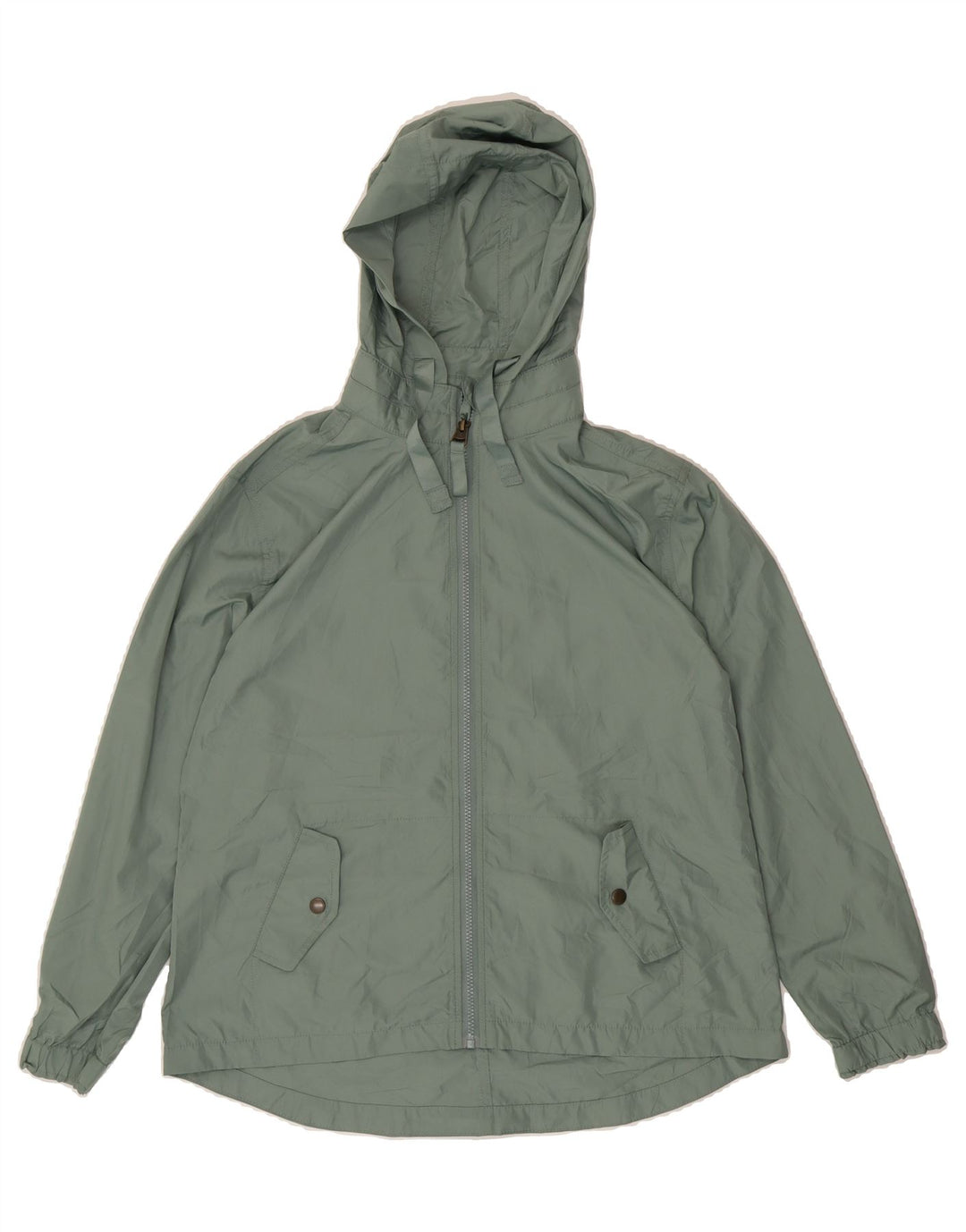 FAT FACE Womens Hooded Rain Jacket UK 12 Medium  Green Polyester Vintage Fat Face and Second-Hand Fat Face from Messina Hembry 
