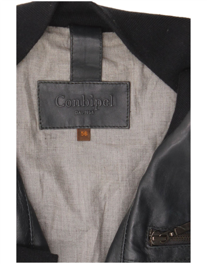 Conbipel Herre Bomber Læderjakke IT 56 2XL Navy Blue