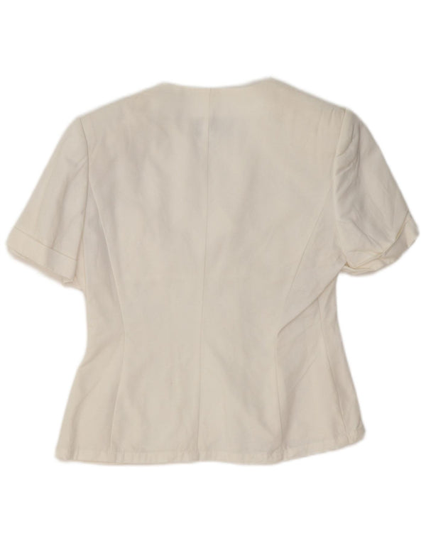 Vintage kvinders kortærmet skjortebluse UK 10 Small White Cupro