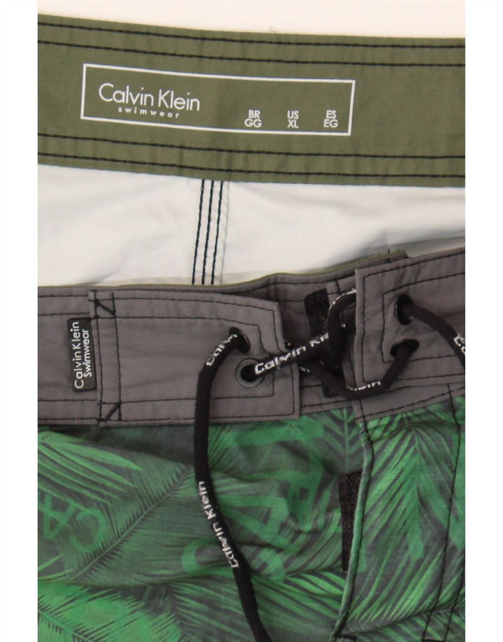 CALVIN KLEIN Mens Graphic Swimwear XL Green Vintage Calvin Klein and Second-Hand Calvin Klein from Messina Hembry 