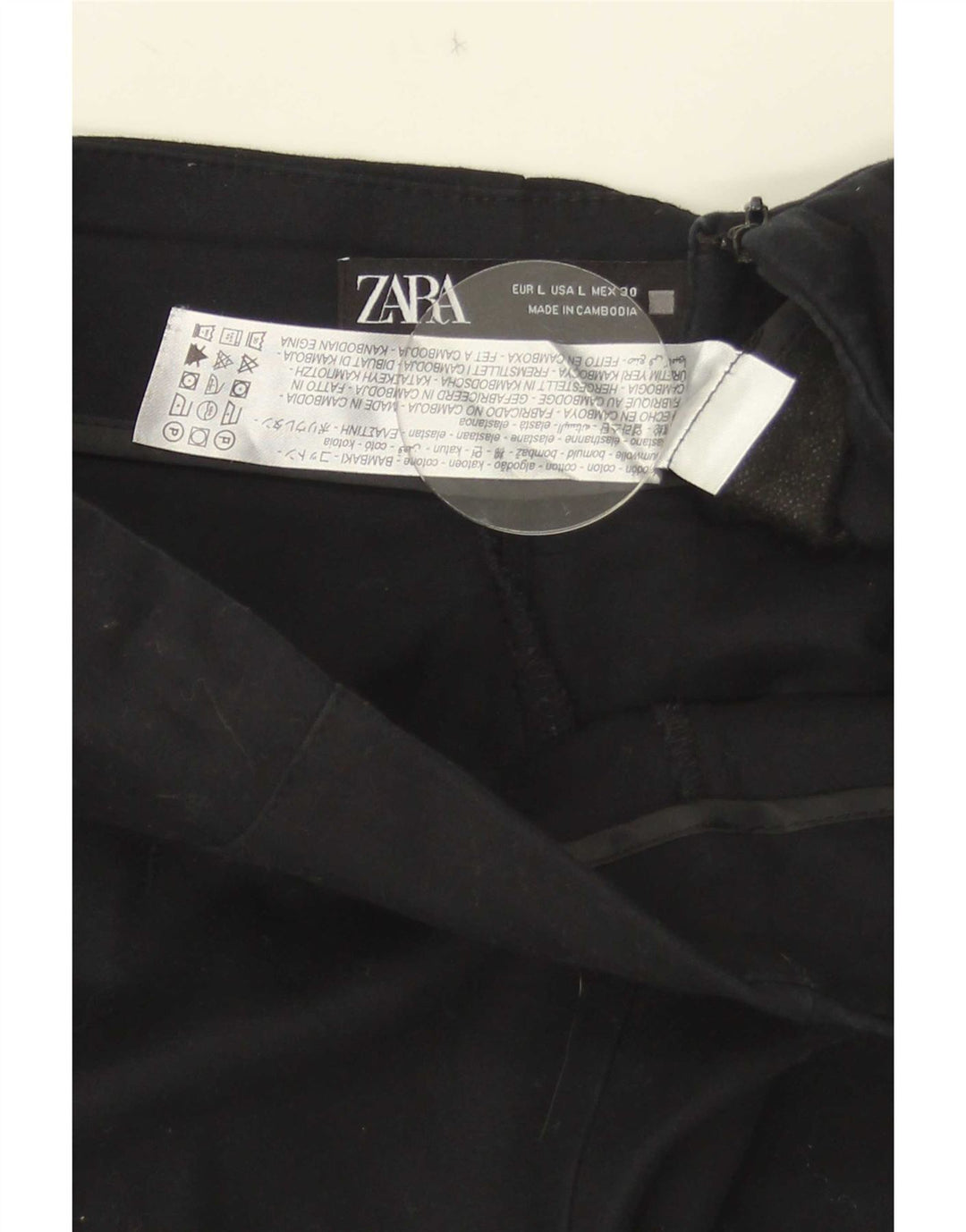 Zara Womens High Waist Hot Pants Large W30 Black Bomuld