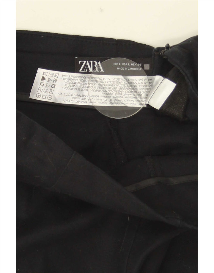 Zara Womens High Waist Hot Pants Large W30 Black Bomuld