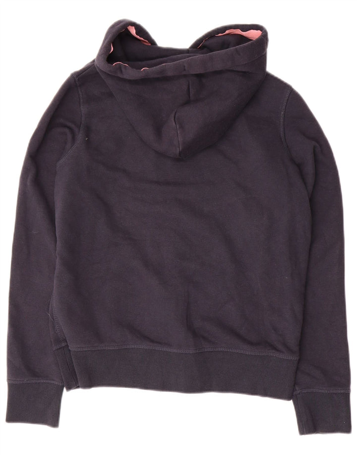 JACK WILLS Grafisk hættetrøje med lynlås til kvinder UK 8 Lille marineblå bomuld