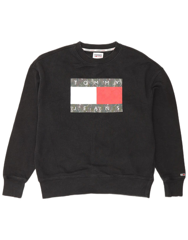 Tommy Hilfiger Herre Grafisk Sweatshirt Jumper Small Black Colourblock