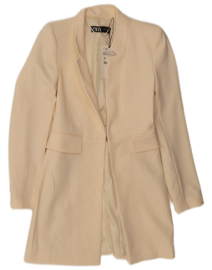 Zara Dame Overfrakke UK 6 XS Hvid Polyester