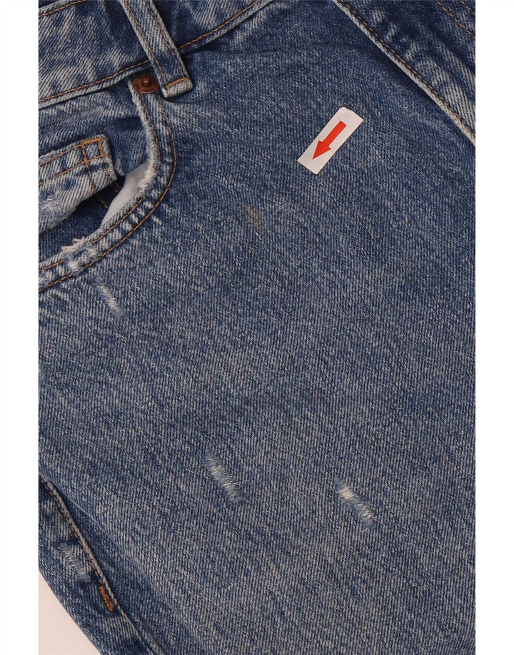 Zara Dame Distressed Straight Jeans EU 40 Medium W30 L27 Blå Bomuld