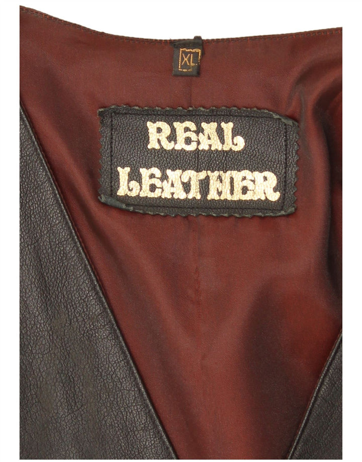 Vintage herre læder vest XL sort læder
