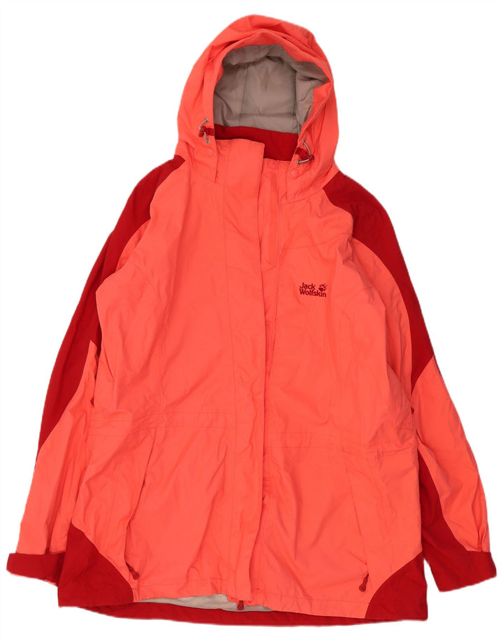 JACK WOLFSKIN Regnjakke med hætte til kvinder UK 22/24 2XL Pink Colourblock