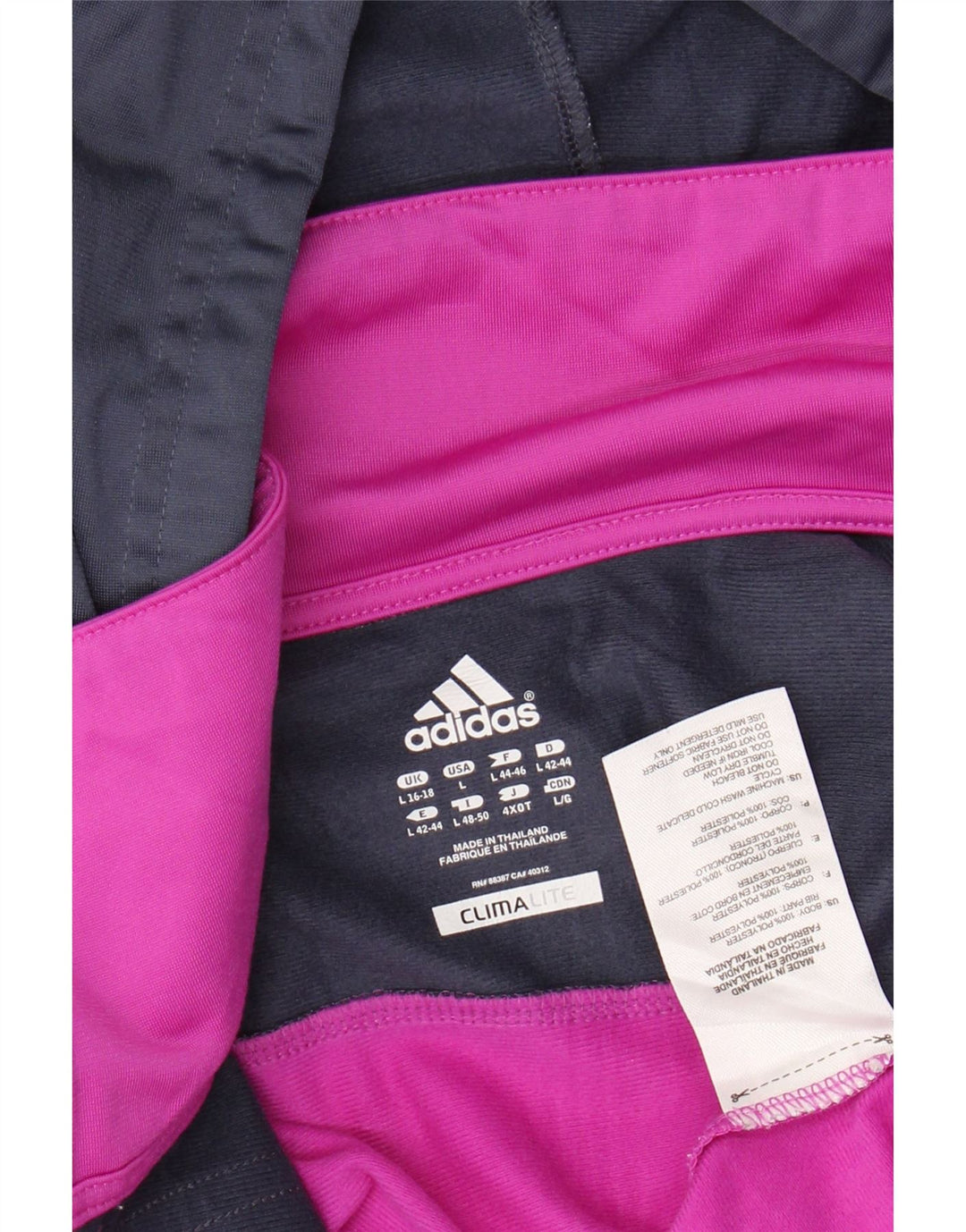 ADIDAS Dame Climalite Hættetrøje Sweater med lynlås UK 16/18 Stor Pink Colourblock