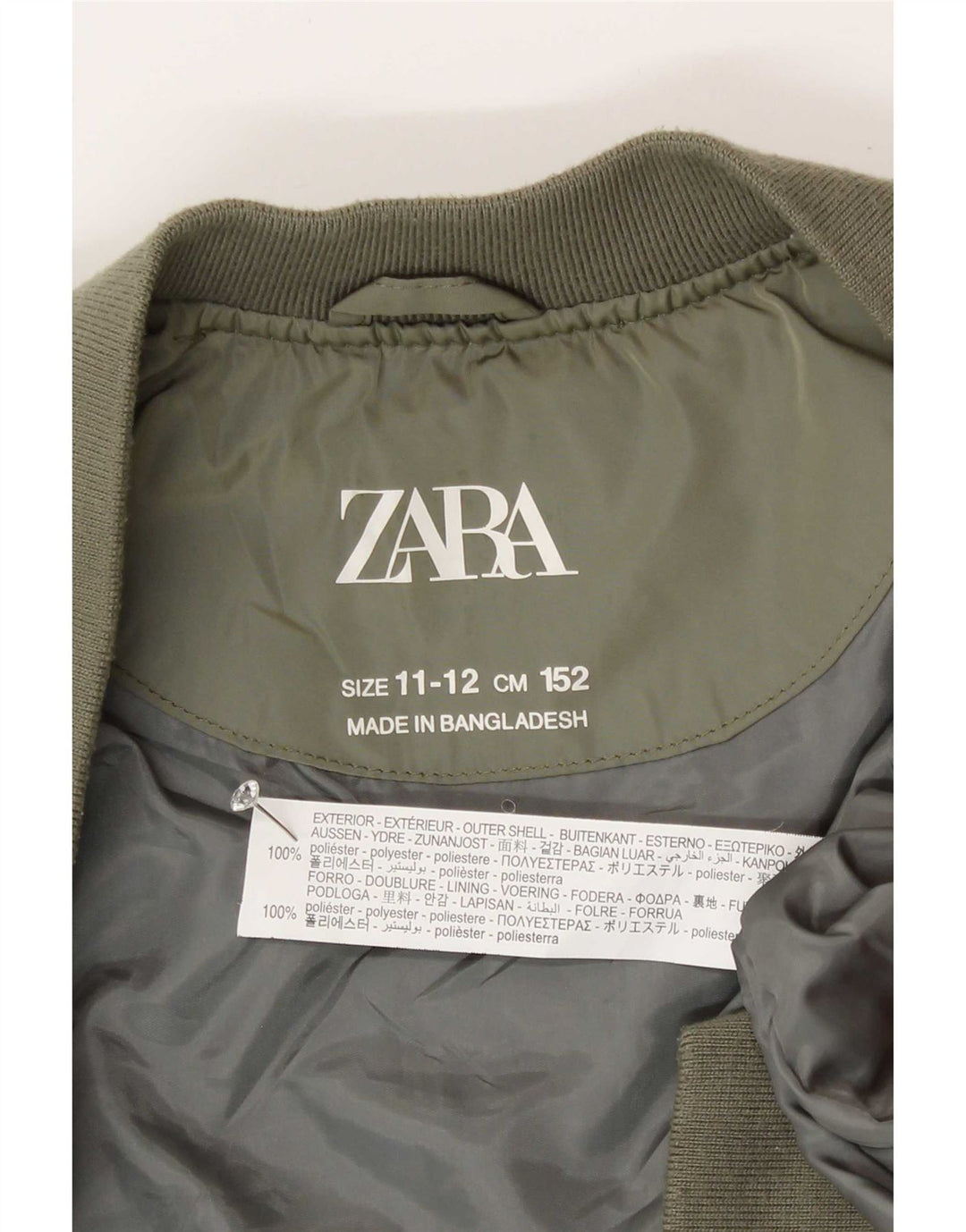 Zara Boys Bomber Jacket 11-12 år Khaki Polyester