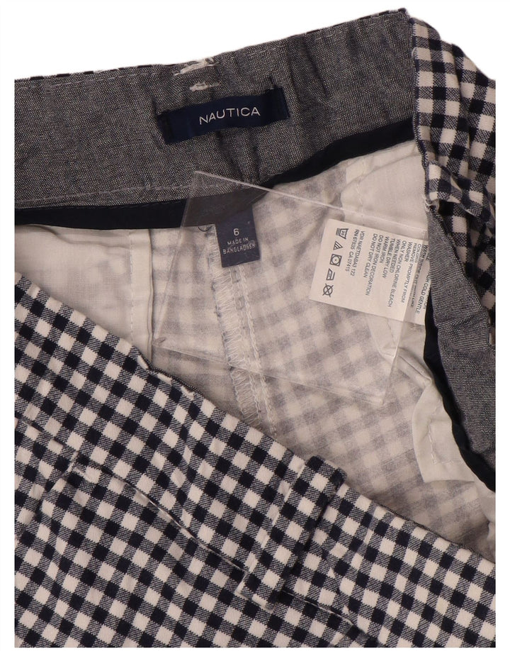 NAUTICA Chino Shorts til kvinder US 6 Medium W32 Marineblå Gingham Cotton