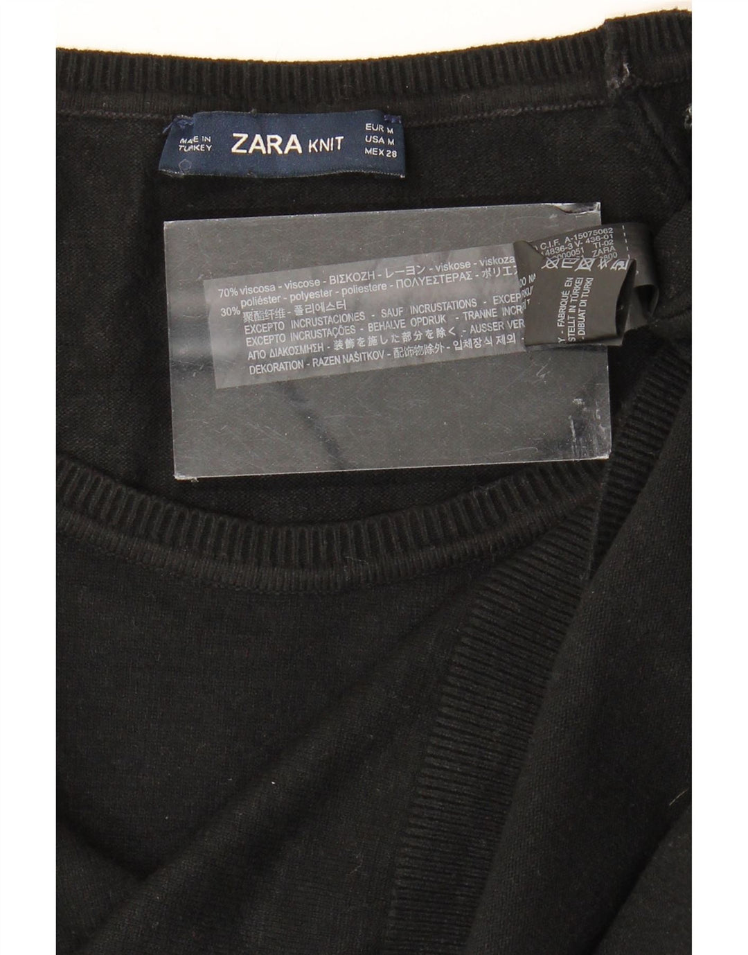 ZARA Dame Oversized Boat Neck Jumper Sweater UK 14 Medium Black