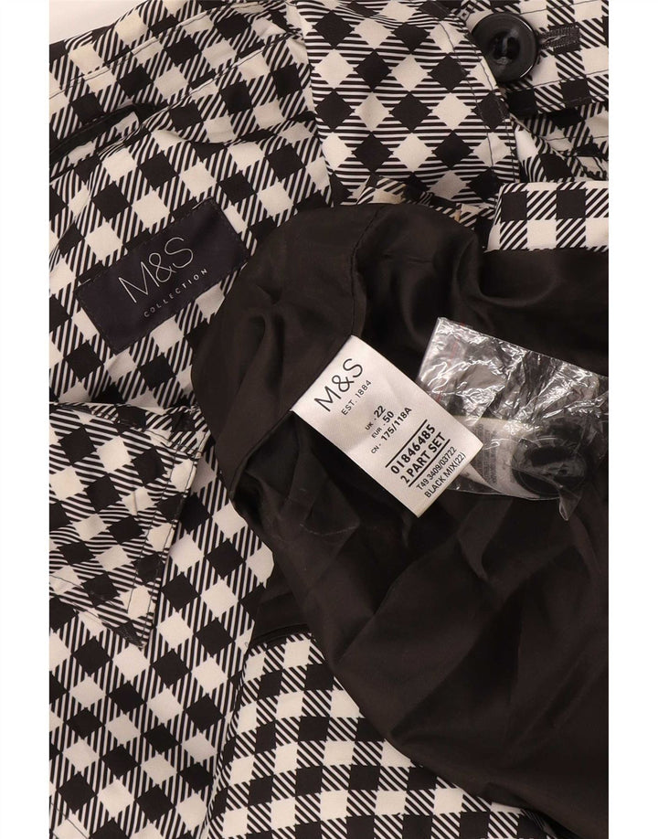 Marks & Spencer Trench Coat til kvinder UK 22 3XL Sort Houndstooth Polyester