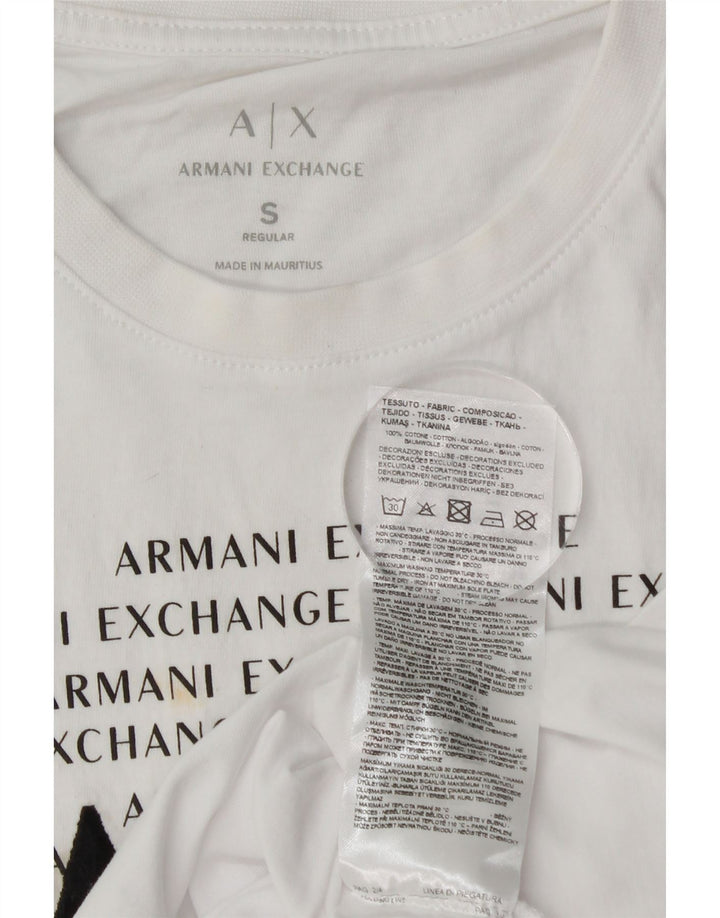 ARMANI EXCHANGE Mens Graphic T-Shirt Top Small White Cotton