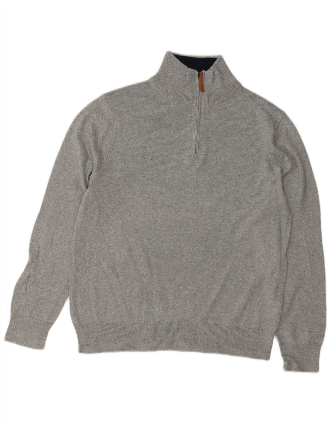 J. CREW Herre sweater med lynlåshals, stor grå bomuld