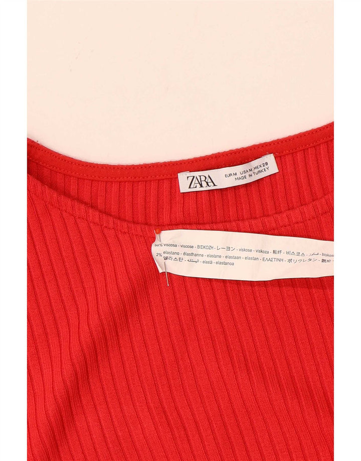 Zara T-Shirt Top UK 12 Medium Rød Viscose