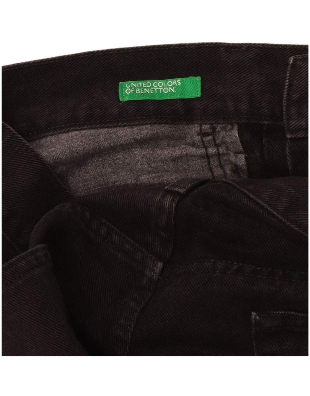 BENETTON Straight jeans til mænd W34 L29 sort bomuld