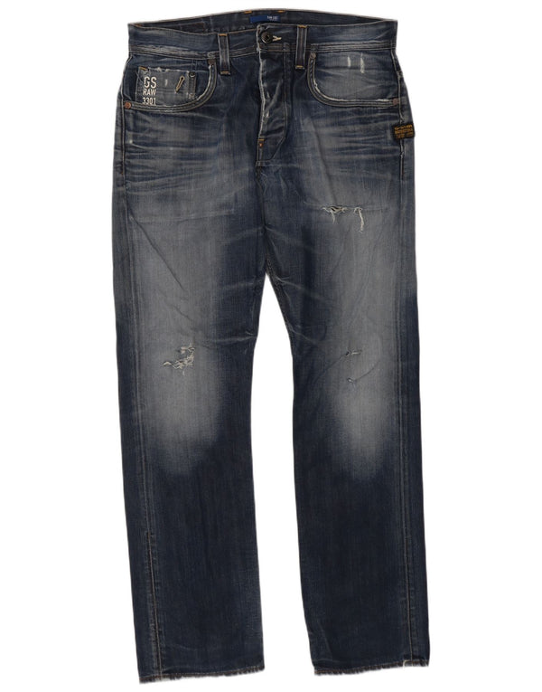 G-Star Herre Distressed Straight Jeans W33 L32 Blå Bomuld