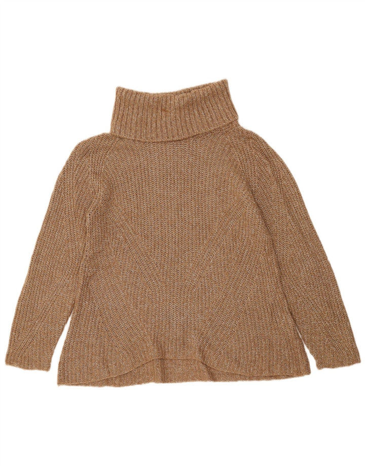 Massimo Dutti Dame Roll Neck Jumper Sweater UK 10 Small Beige Flecked