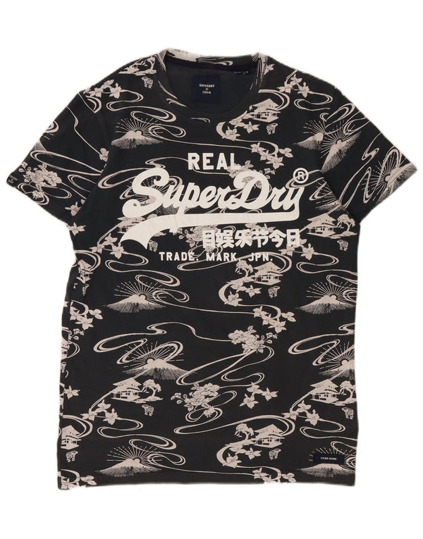 Superdry Grafisk T-shirt til mænd, medium sort blomstret bomuld