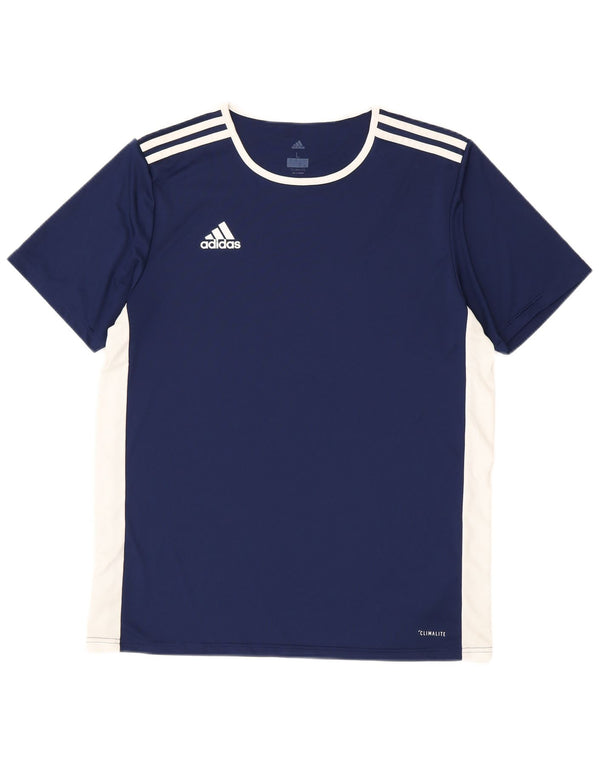 Adidas Herre Climalite T-Shirt Top Stor Marineblå Colourblock Polyester