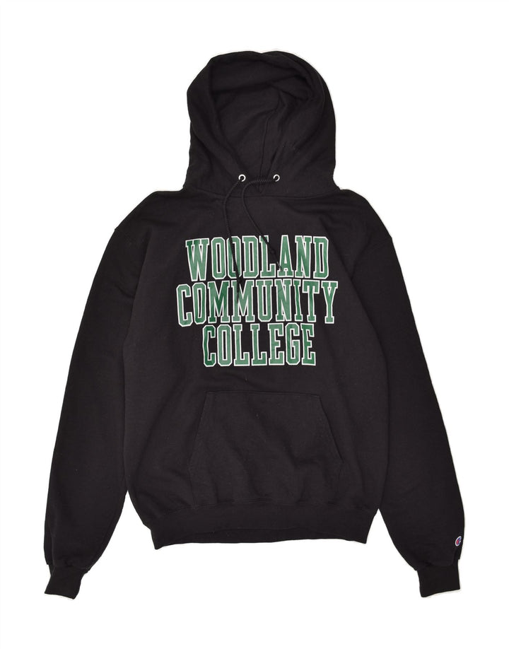 CHAMPION Mens Graphic Hoodie Jumper Medium Black Cotton Vintage Champion and Second-Hand Champion from Messina Hembry 