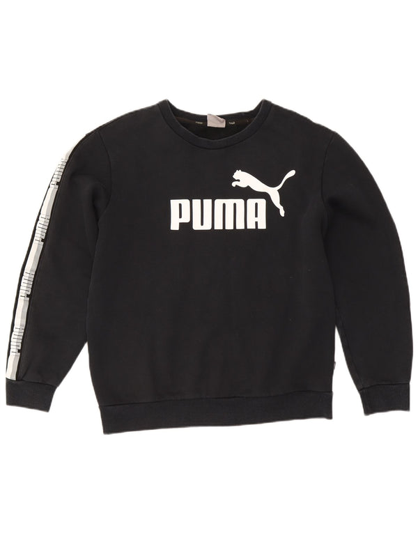 Puma Graphic Sweatshirt Jumper UK 14 Medium Navy Blue Colourblock